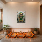 Govardhan Shrinathji 3D Lotus Canvas - Image 3