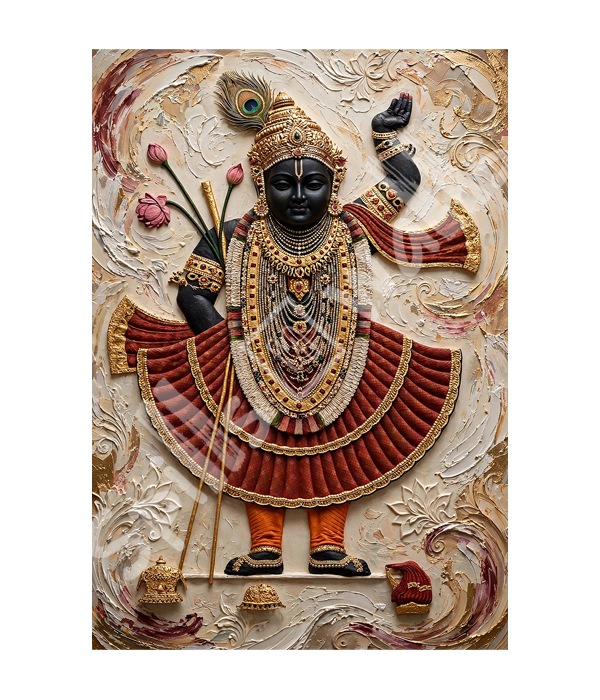 M1182 portrait_ 45x65 Modern art_A Divine Krishna in Royal Splendor - Image 1