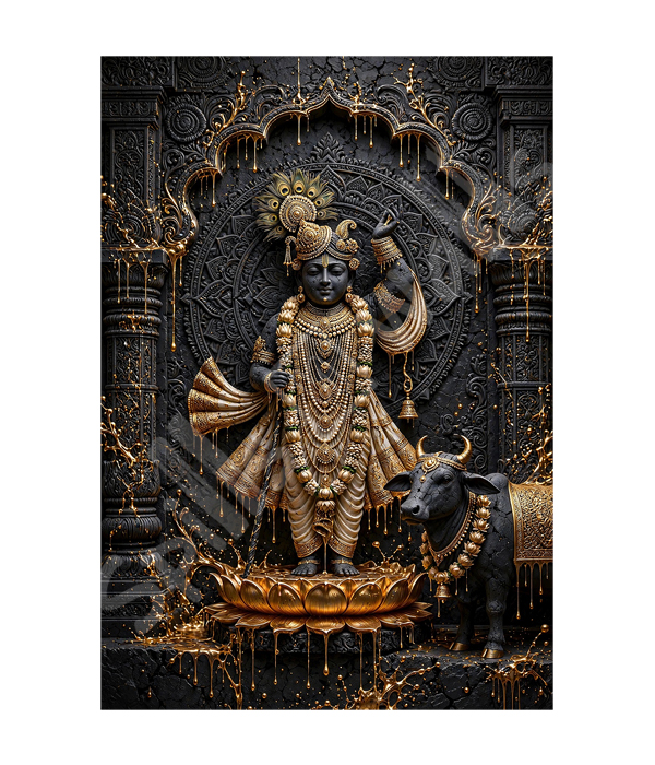 M1188 portrait_ 45x65 Modern art_A Divine Krishna Eternal Grace - Image 1
