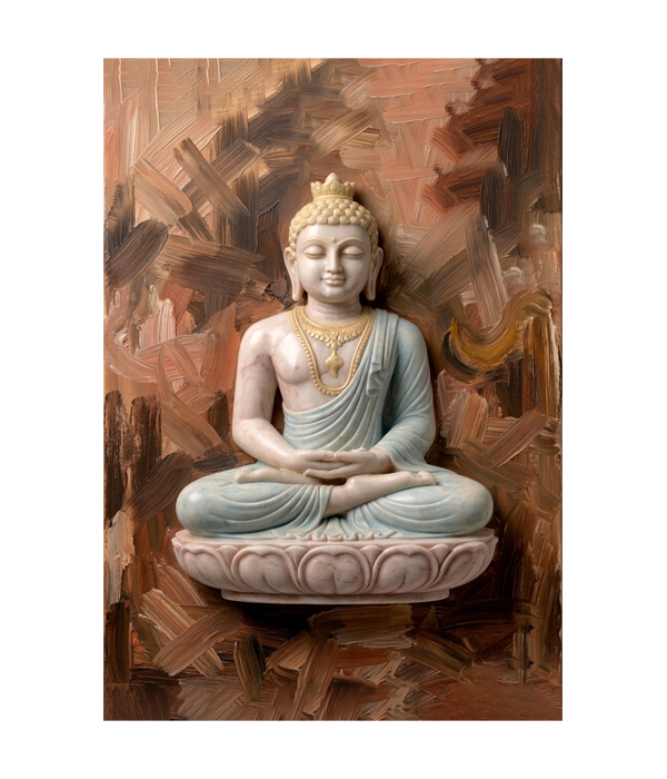 M2004 portrait_ 45x65 Modern art_A The Marble Buddha in Serene Meditation - Image 1