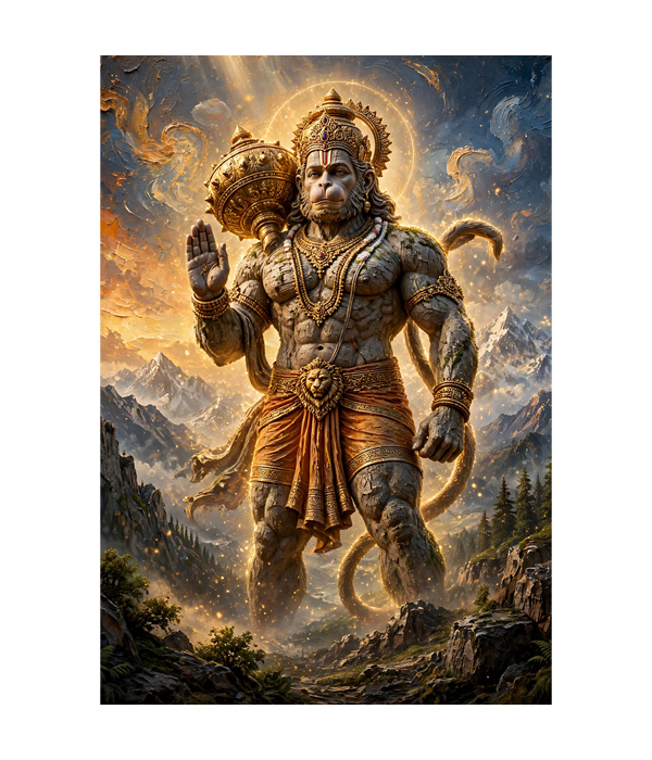 M2010 portrait_ 45x65 Modern art_A Powerful Hanuman Canvas - Image 1