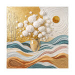 Golden Serenity Floral Waves