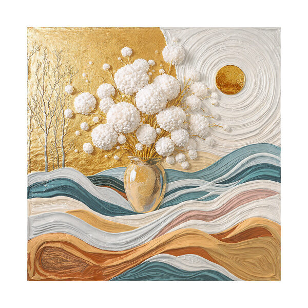 Golden Serenity Floral Waves