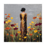 Golden Woman in a Poppy Garden