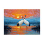 Romantic Sunset Cranes