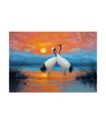 Romantic Sunset Cranes