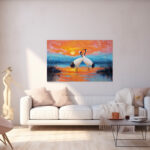 Romantic Sunset Cranes - Image 3
