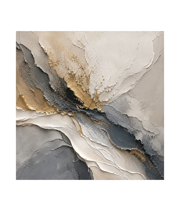 M383 square_ 45x65 Modern art_A Golden Ashen Flow - Image 1