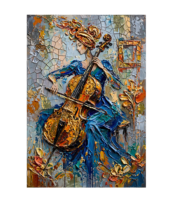 M420 portrait_ 45x65 Modern art_A Melody in Impasto Blue - Image 1