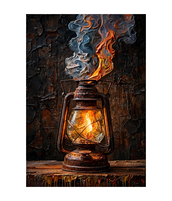 M421 portrait_ 45x65 Modern art_A Vintage Lantern Flame - Image 1