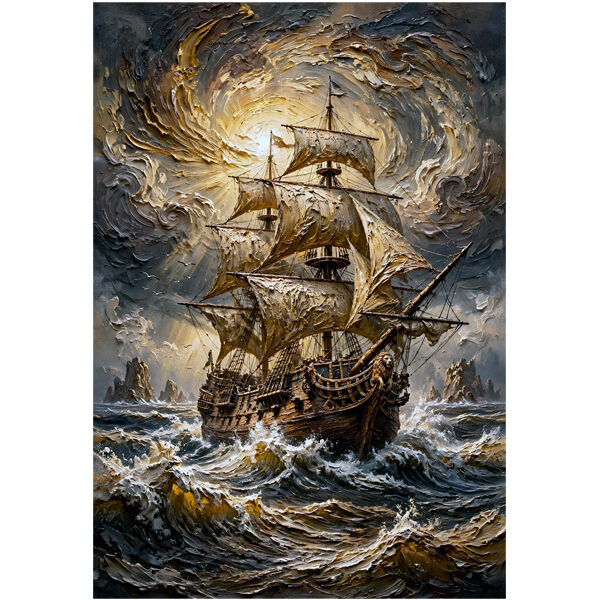Golden Storm Sailing Ship