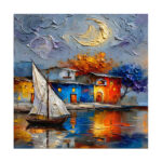 Moonlit Harbor Reflections