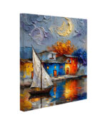Moonlit Sailboat Village - Image 2