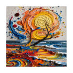 Colorful Swirl Sunset Ocean Canvas