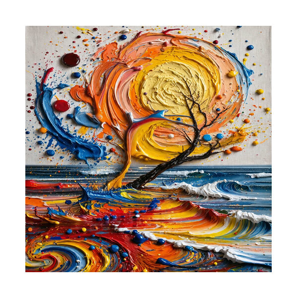 Colorful Swirl Sunset Ocean Canvas