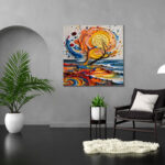Colorful Swirl Sunset Ocean Canvas - Image 3