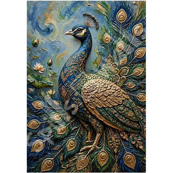 Royal Blue Gold Peacock