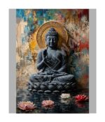 Lotus Pond Grey Buddha Canvas