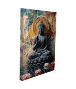 Lotus Pond Grey Buddha Canvas - Image 2