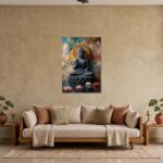 Lotus Pond Grey Buddha Canvas - Image 3