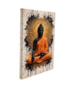Mandala Buddha Black & Orange Canvas - Image 2