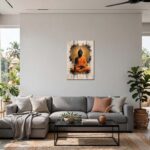 Mandala Buddha Black & Orange Canvas - Image 3