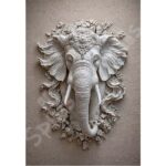 White Divine Elephant 3D Relief