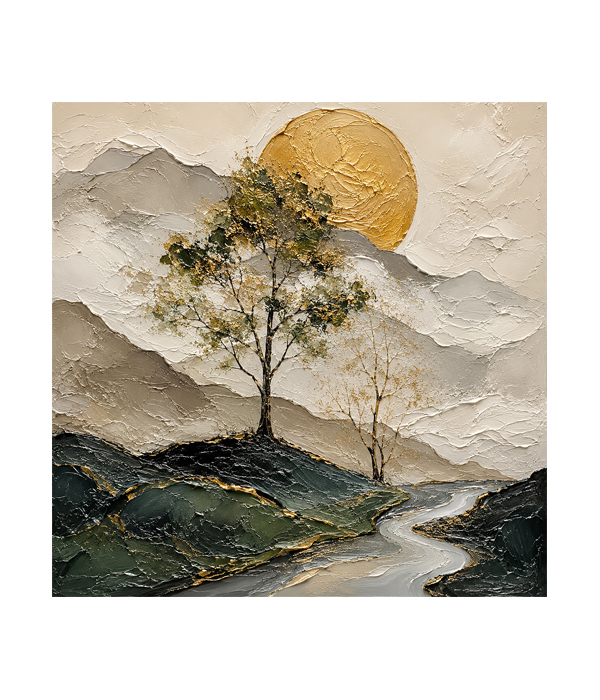 M378 square_ 45x65 Modern art_A Golden Path to Serenity - Image 1